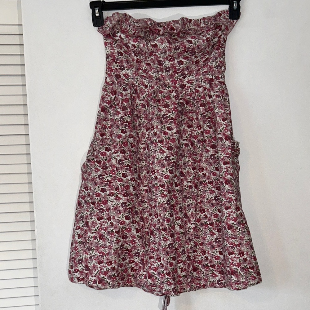 Fire Los‎ Angeles Strapless Floral Mini Dress pockets Size M Prairie 100% cotton